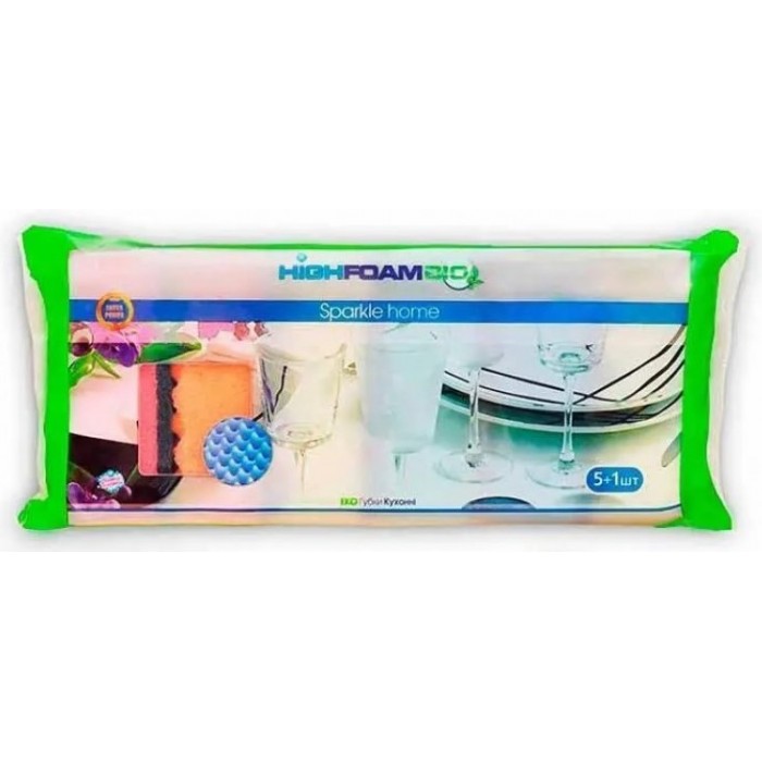 Губка кухонная для посуды HighFoam , 6 шт - 