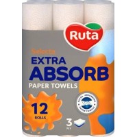Бумажные полотенца Ruta Selecta 3 слоя белые,  12 рулонов