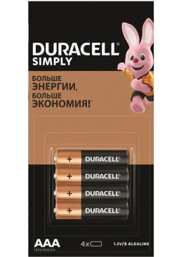 Батарейки Duracell Simply AAA/LR03/MN2400, 4 шт