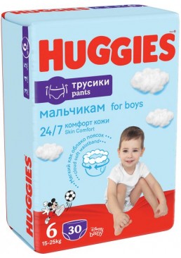 Трусики-подгузники Huggies Pants 6 (15-25кг) Jumbo для мальчиков, 30 шт
