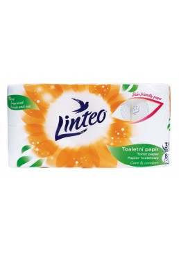 Папір туалетний LINTEO 3-х шаровий білий, 8 рулонів