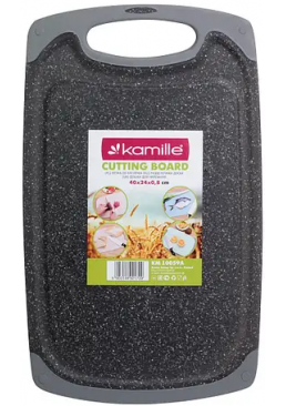 Дошка кухонна Kamille КМ-10057А 25*15*0.8 см, пластикова (сірий мармур)