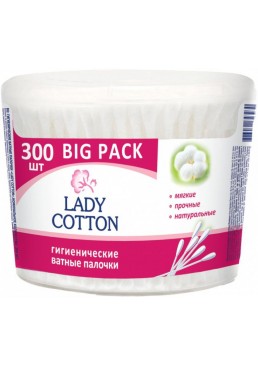 Ватні палички Lady Cotton у пластиковій упаковці, 300 шт