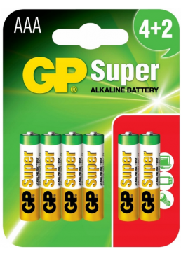 Батарейка GP AAA (LR03) Super Alkaline, 4+2 шт