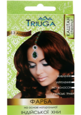 Безаміачна фарба для волосся Triuga Herbal на основі натуральної індійської хни, каштан, 25 г