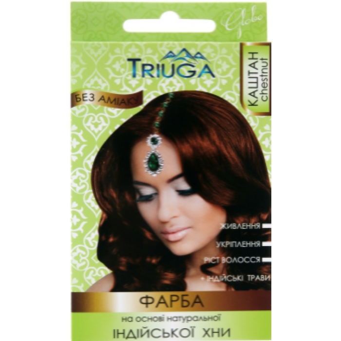 Безаммиачная краска для волос Triuga Herbal на основе натуральной индийской хны, каштан, 25 г - 