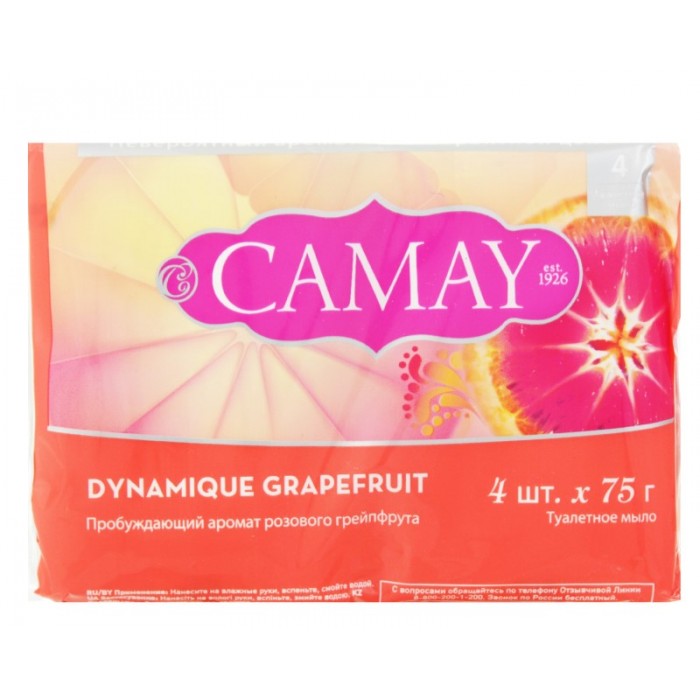 Мыло туалетное Camay Dynamique Grapefruit,  4x75 г - 