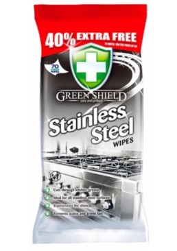 Вологі серветки Green Shield для нержавіючої сталі та металу, 70 шт