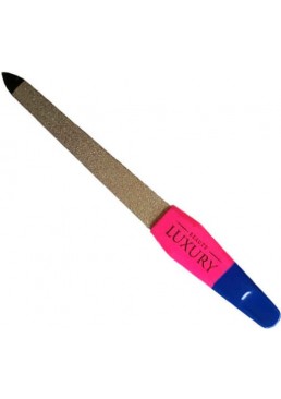  Пилочка сапфировая для ногтей LUXURY сине-розовая ручка, 15 см