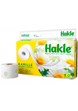 Туалетная бумага Hakle Kamille 3 шаровая с ароматом ромашки, 8 шт