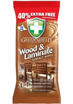  Салфетка для деревянных поверхностей и ламината Green Shield, 70шт