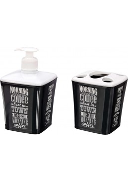 Набір аксесуарів для ванної кімнати Elif Plastic Чорна кава, 2 предмети