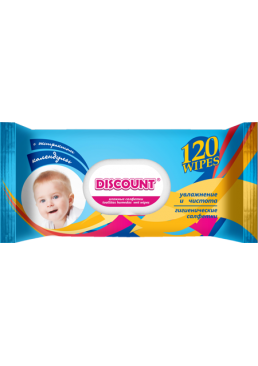 Салфетки влажные Discount Extra с экстрактом календулы и витамином Е для детей, 120 шт
