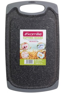Доска кухонная Kamille КМ-10057А 40*24*0.8 см, пластиковая (серый мрамор)