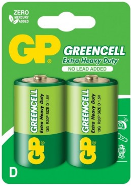Батарейка GP Greencell 13G-U2, R20, D, 1.5V, 2 шт