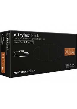 Нитриловые перчатки Mercator Medical Nitrylex BLACK (размер ХL), 50 пар