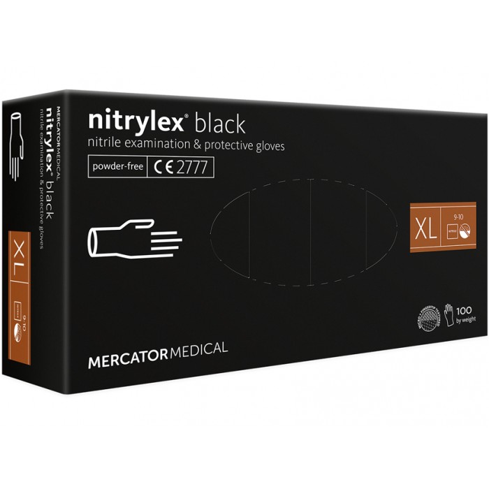 Нитриловые перчатки Mercator Medical Nitrylex BLACK (размер ХL), 50 пар - 