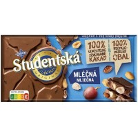 Шоколад Studentska молочний з горіхами, родзинками зі сливою 180г