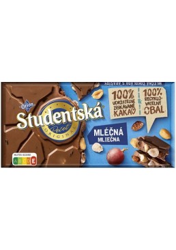 Шоколад Studentska молочний з горіхами, родзинками зі сливою 180г