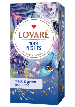 Бленд чорного та зеленого чаю з фруктами та пелюстками квітів Lovare 1001 Ніч, 24 пакетики