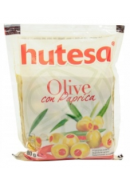 Оливки зелені Hutesa з паприкою, 180 г