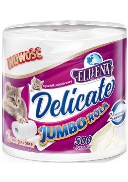 Бумажные полотенца Delicate Jumbo 2-х шаровые, 500 отрывов
