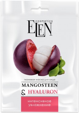 Тканинна маска для обличчя Elen Cosmetics Mangosteen&Hyaluronic Acid, 25 мл