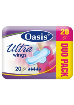 Гигиенические прокладки Oasis Utra wings duo 5 капель, 20 шт