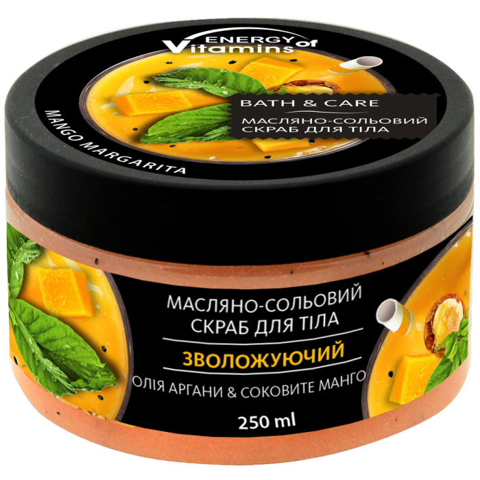 Масляно-солевой скраб для тела Energy of Vitamins Увлажняющий Арган и манго, 250 мл - 