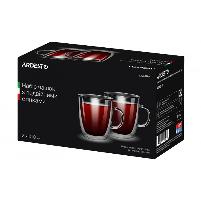 Набір чашок Ardesto AR2631GH з подвійними стінками, 310 мл (973962) - 