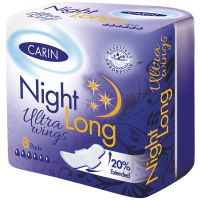 Гігієнічні прокладки Carin Ultra Night 6 крапель, 8 шт