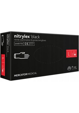 Нитриловые перчатки Mercator Medical Nitrylex BLACK (размер L), 50 пар