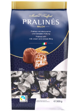 Конфеты пралине Maitre Truffout Pralines Milch со сливочным кремом и злаковыми шариками, 300 г