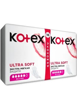 Прокладки Кotex Ultra Soft Super Duo 5 капель, 16 шт