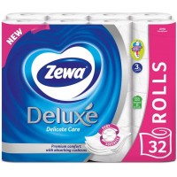 Туалетная бумага Zewa Deluxe белая 3 слоя, 32 рулона 