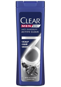Шампунь Clear 3 в 1 С активированным углем для мужчин, 360 мл