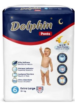 Подгузники-трусики детские Dolphin Exta large  6 (15+ кг), 20 шт 