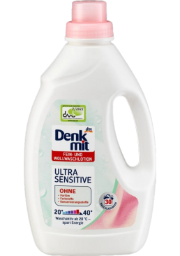 Гіпоалергенний гель для прання Denkmit Ultra Sensitive для делікатних і вовняних тканин, 1.5 л (30 прань)