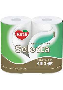 Туалетная бумага Ruta Selecta 3 слоя, 4 рулона
