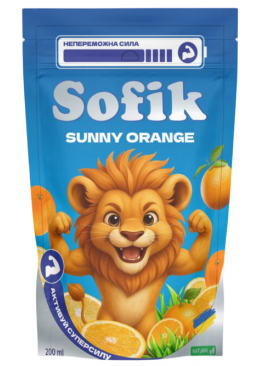 Напиток соковый Sofik Sunny Orange со вкусом апельсина, безалкогольный, негазированный, 200 мл