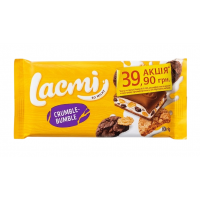Шоколад молочний Roshen Lacmi з молочною начинкою, кукурудзяними пластівцями та печивом, 90 г