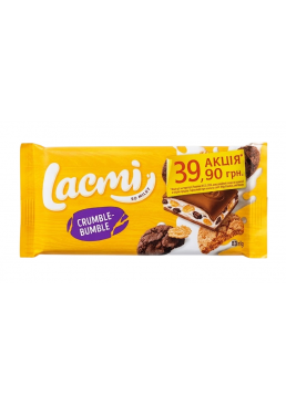 Шоколад молочний Roshen Lacmi з молочною начинкою, кукурудзяними пластівцями та печивом, 90 г