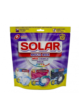 Капсулы для стирки Solar Multi Box White + Universal + Black, 12 шт