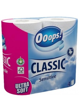 Туалетний папір Ooops! Classic Sensitive 3 шари, 140 відривів, 4 шт 