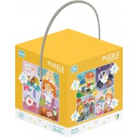 Пазлы детские Dodo 4в1 "Профессии" 22х22 см (на 12, 16, 20, 24 элемента)