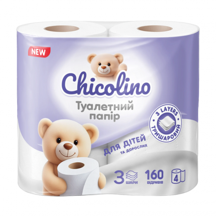 Туалетная бумага Chicolino 3-х слойная, 4 рулона - 