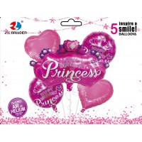 Набор фольгированных шаров "Happy birthday-Princess", 5 шт