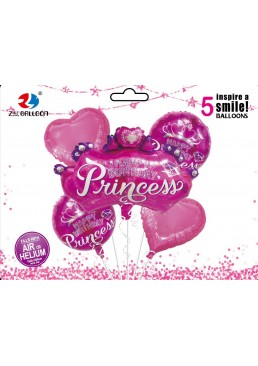 Набір фольгованих куль "Happy birthday-Princess", 5 шт
