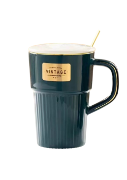 Кружка с крышкой и ложкой "Винтажная", 350 мл