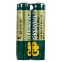 Батарейка GP Greencell 1.5V солевая 24G-S2, R03, ААA,  2шт